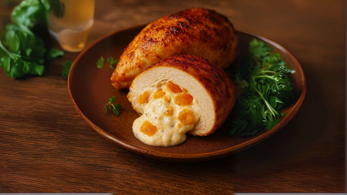Frango recheado com cream cheese e damasco: suculento, leve e feito na Airfryer